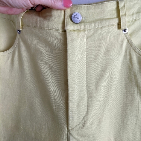 𝅺AVERARDO Bessi High Rise Yellow Pants 8 Luxury Preppy Tennis Prep Straight Leg - Picture 6 of 14